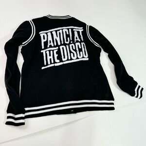Panic! At The Disco Manhead Jacket Mens Large Black Varsity Button-Front New